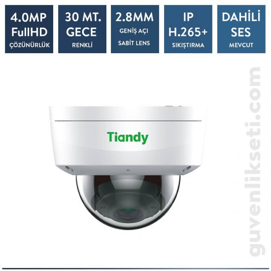 Tiandy TC-C34KS 4 MP SESLİ Starlight IP Dome Kamera